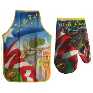 Apron and Cooking Mitt with the Puerto Rico Coqui, Souvenirs from Puerto Rico, Cooking Instruments from Puerto Rico Puerto Rico