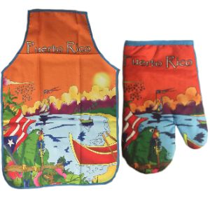 Apron and Cooking Mitt with the Puerto Rico Cotorra, Souvenirs from Puerto Rico, Cooking Instruments from Puerto Rico Puerto Rico