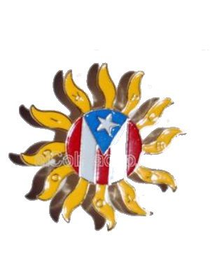 Pasteles, empanadillas tostones  Puerto Rico Flag on the Sun Pin Puerto Rico