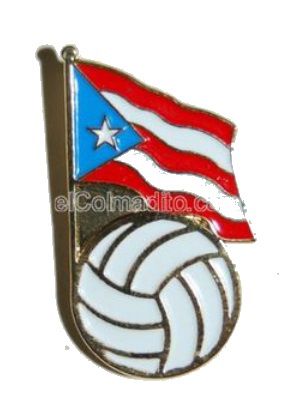 Pasteles, empanadillas tostones  Puerto Rico Flag & Volleyball Pin Puerto Rico