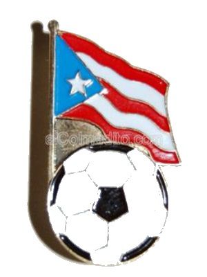 Pasteles, empanadillas tostones  Puerto Rico Flag & Soccer Pin Puerto Rico