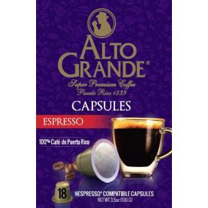 Dulces Tipicos Alto Grande 18 Espresso Capsules, Cafe Alto Grande en Capsulas Puerto Rico
