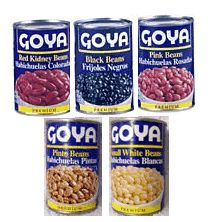 Dulces Tipicos Habichuelas Goya, Goya Beans, Black Beans, Red Beans, White Beans, Pinto Beans and Pink Beans Puerto Rico