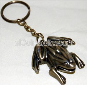 Dulces Tipicos Metal Keychain Coqui with the sound of the Coqui (bronze) Puerto Rico