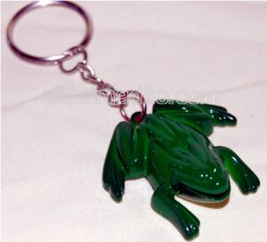 Dulces Tipicos Metal Keychain Coqui with the sound of the Coqui (green) Puerto Rico