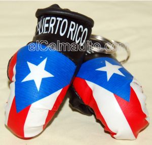 Dulces Tipicos Boxing Gloves Keychain with the Flag of Puerto Rico Puerto Rico