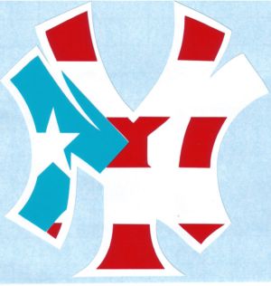 Dulces Tipicos NY yankees symbol with the Puerto Rico Flag Sticker Puerto Rico