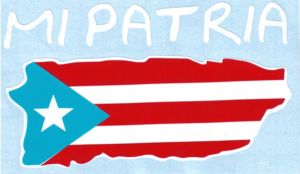 Dulces Tipicos Puerto Rico Sticker with the shape of the Island Puerto Rico