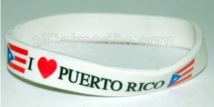 I Love Puerto Rico Wrist Band white