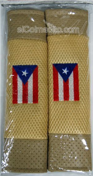 Dulces Tipicos Seat Belt Protector Beige the Puerto Rico Flag Puerto Rico