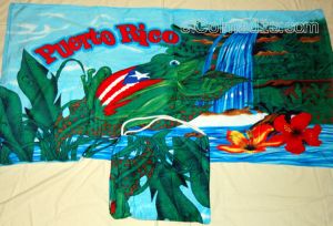 Dulces Tipicos Toalla Bulto Coqui de Puerto Rico, Towel Bag the Coqui of Puerto Rico Puerto Rico