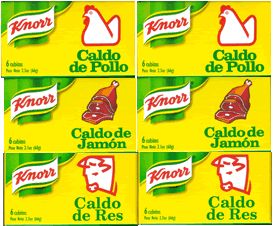 Dulces Tipicos Cubitos Knorr de Jamon, Pollo y Carne Puerto Rico