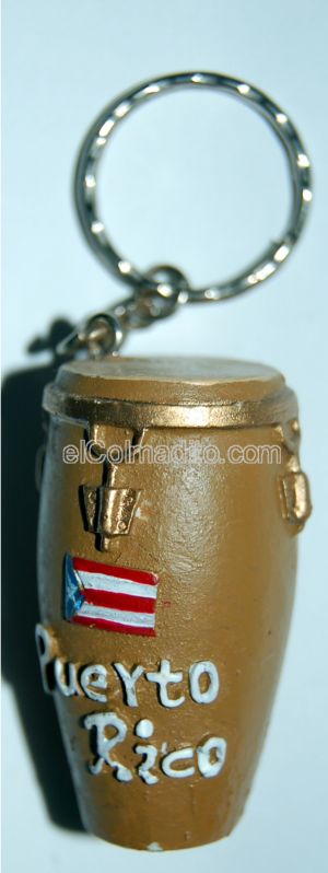 Dulces Tipicos Conga Keychain with the Flag of Puerto Rico Puerto Rico