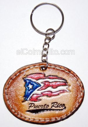Dulces Tipicos Puerto Rico Flag Keychain, Leather Keychains from Puerto Rico Puerto Rico