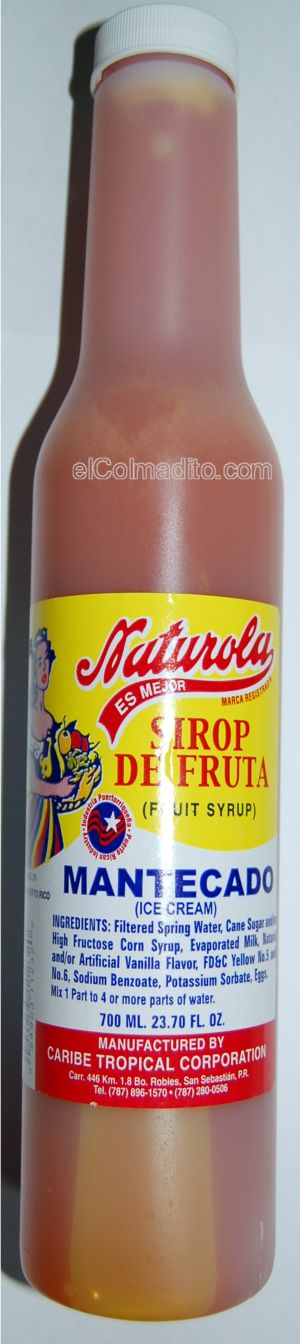 Dulces Tipicos Sirop de Mantecado para Piraguas<br>Ice Cream Syrup for Snowcones 24.5onz Puerto Rico