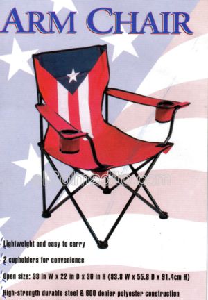 Dulces Tipicos Arm Chair with the Flag of Puerto Rico, Silla de Playa con bandera de Puerto Rico Puerto Rico