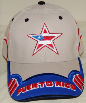 Gorra de Puerto Rico con Estrella, Bandera y Puerto Rico Puerto Rico