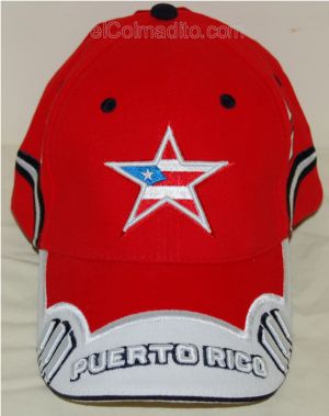 Gorra de Puerto Rico con Estrella, Bandera y Puerto Rico Puerto Rico