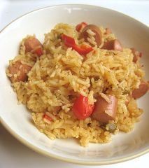 Recipe Arroz con Salchichas<br>Rice with Sausages Puerto Rico