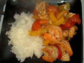 Camarones y<br>Pechugas en salsa