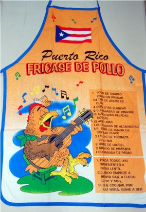 Delantar con receta de Fricase de Pollo <br>y Bandera de Puerto Rico Puerto Rico