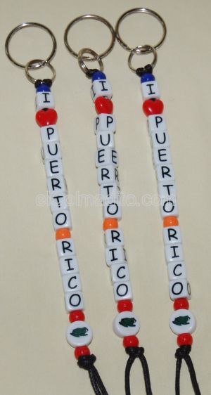 Keychain, Beads with I Love Puerto Rico Puerto Rico