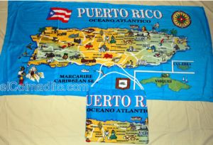 Toalla Bulto Mapa de Puerto Rico, Towel Bag with the Map of Puerto Rico Puerto Rico