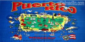 Puerto Rico Map Towel, Toallas de Verano, Beach Towels Puerto Rico